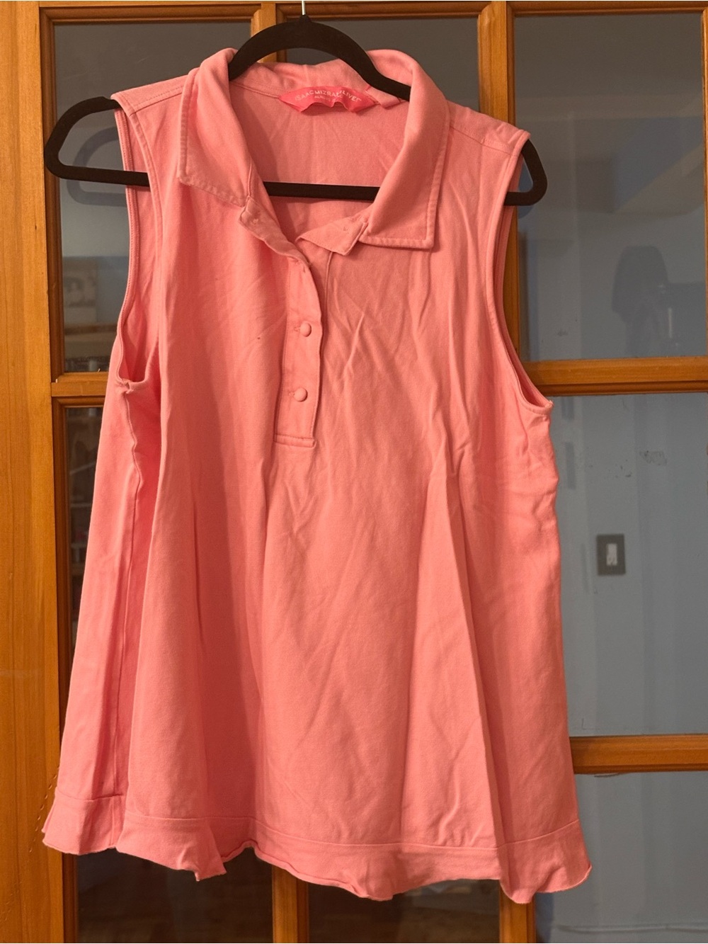 Sleeveless Polo Tank Top - Pink